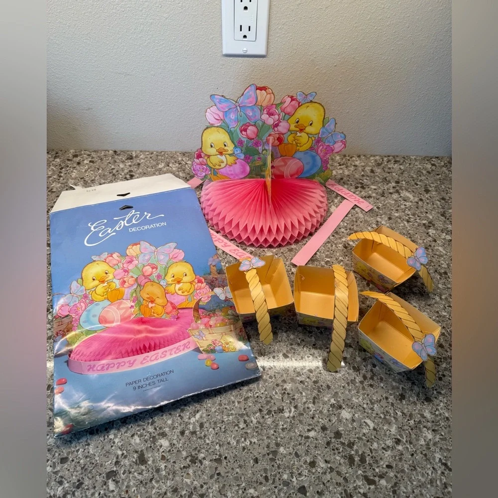 Vintage Honeycomb Tissue Easter Centerpiece Decor Lot Of 12 Eureka Beistle Ameri